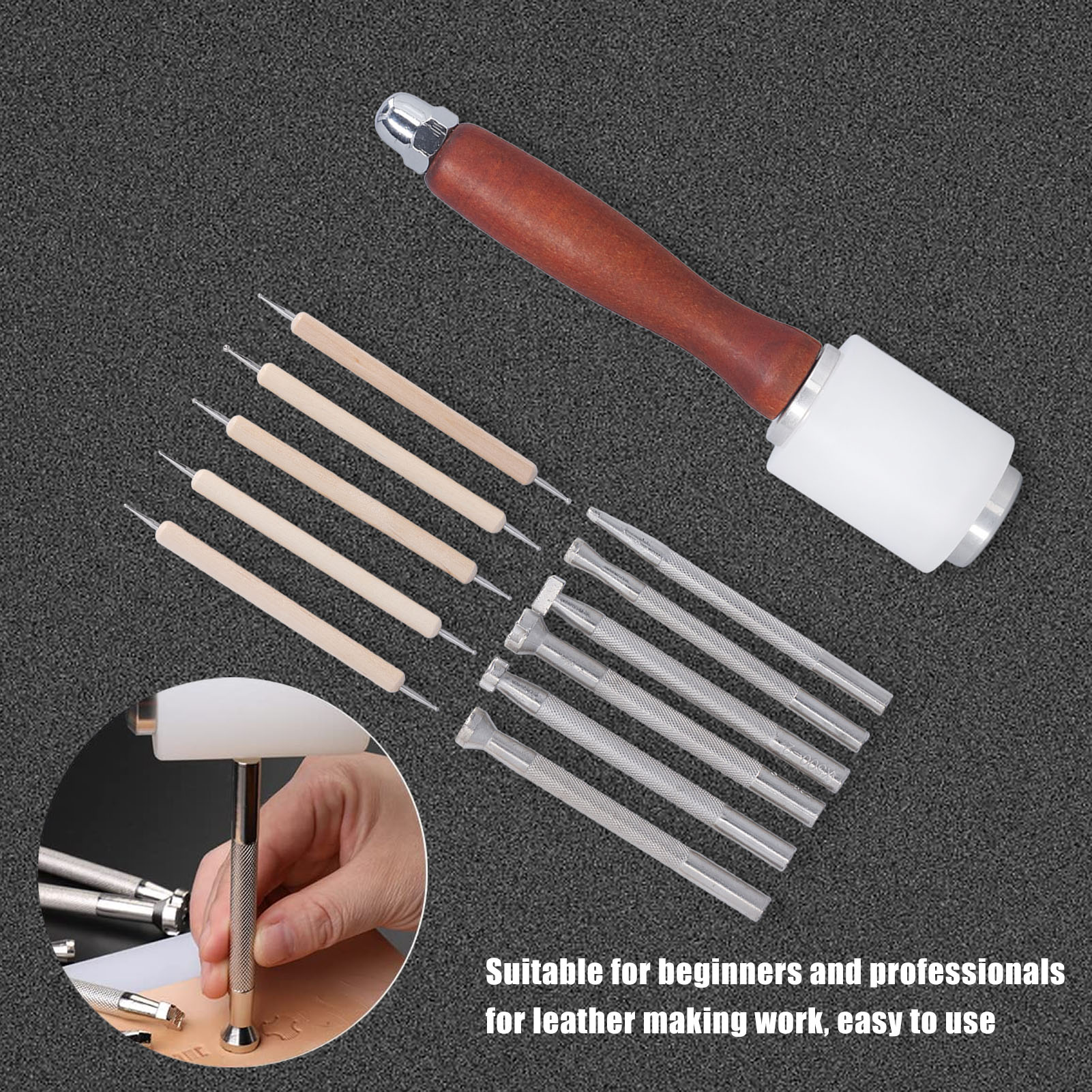 Leatherwork Hammer - 12 Pcs Leather Stamping Tools Hand
