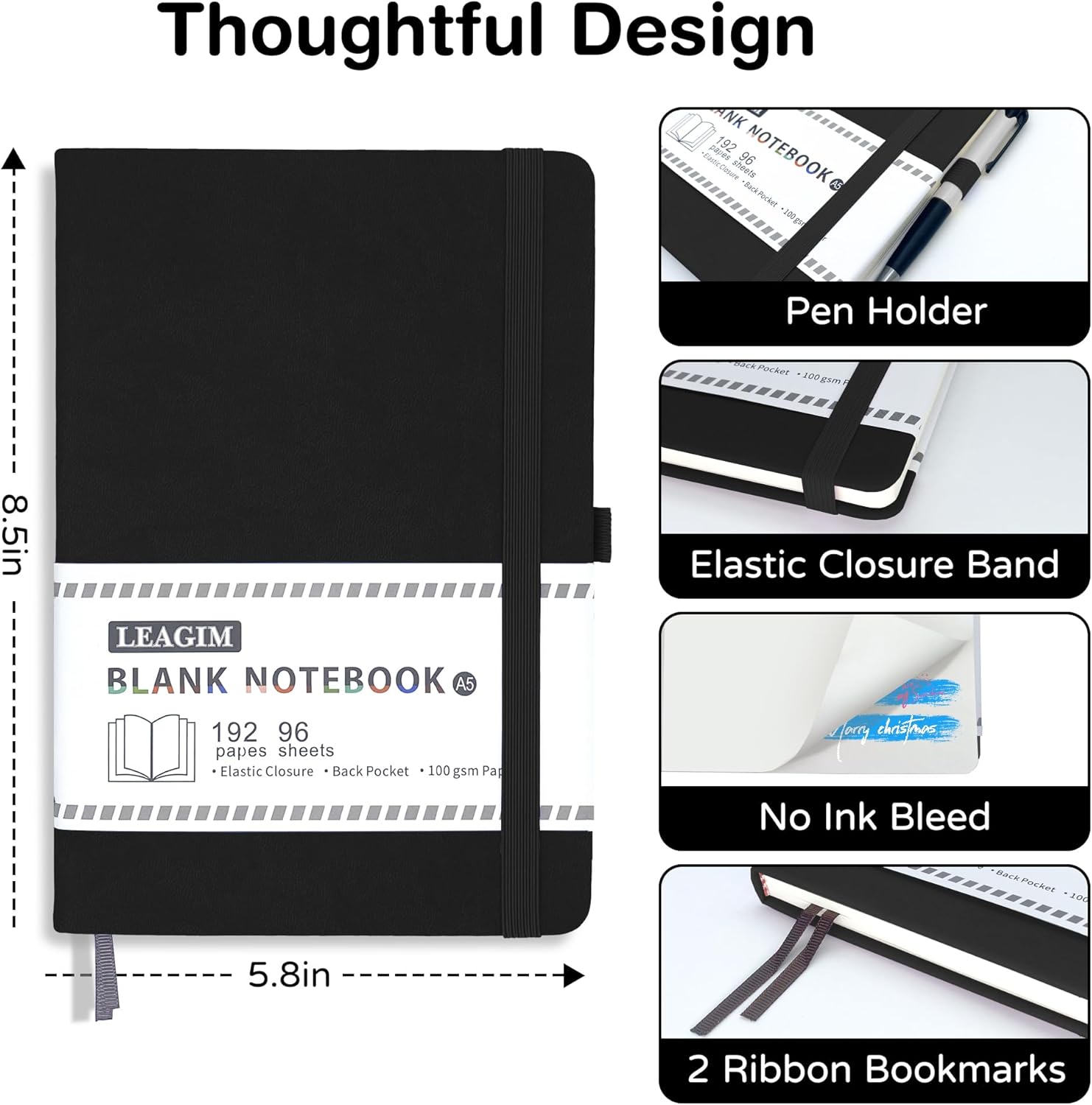 Blank Journal Notebook A5 192  - Leatherwork Books review and price