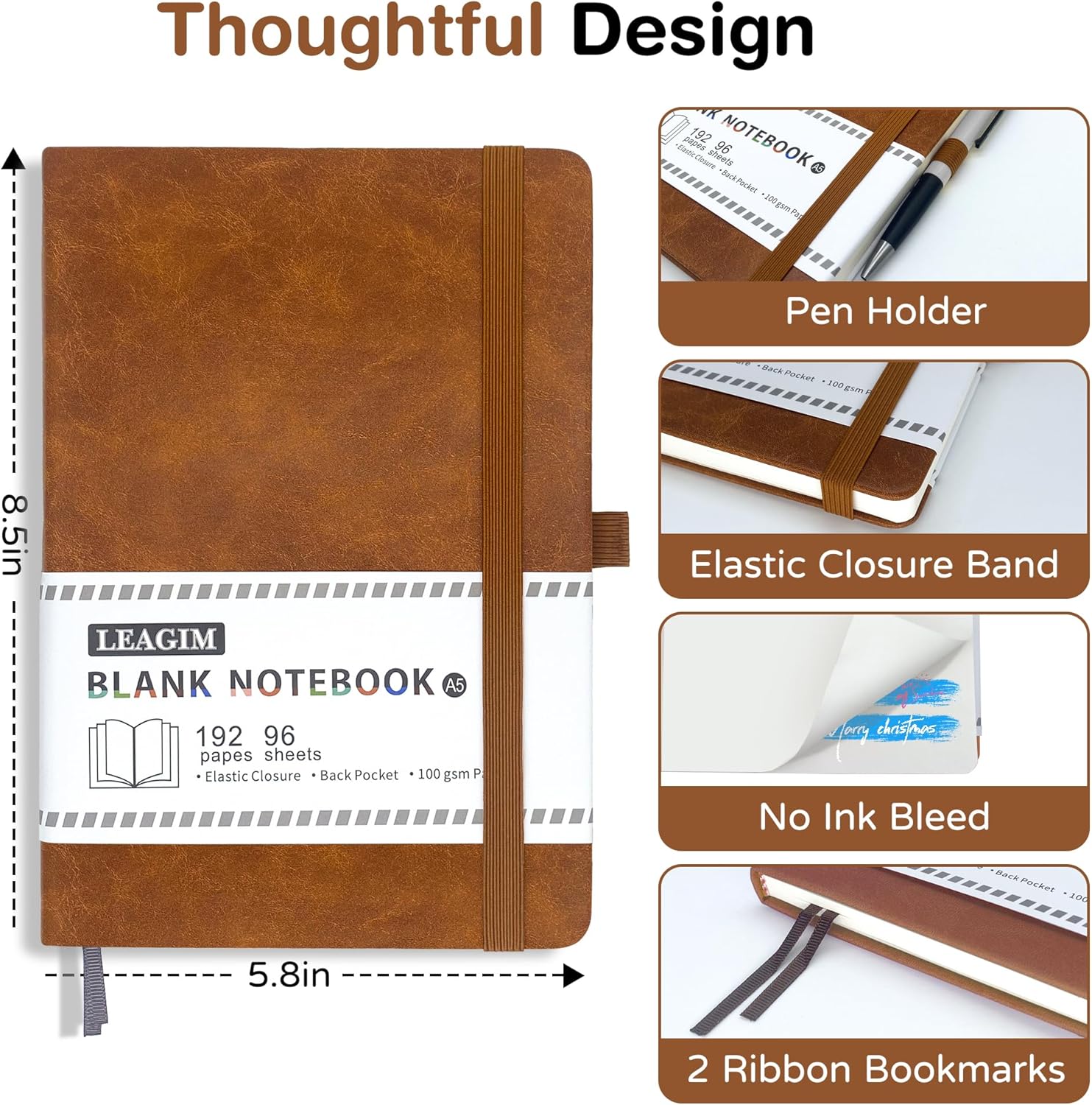 A5 Blank Journal Notebook, 192 - Leatherwork Books review and price