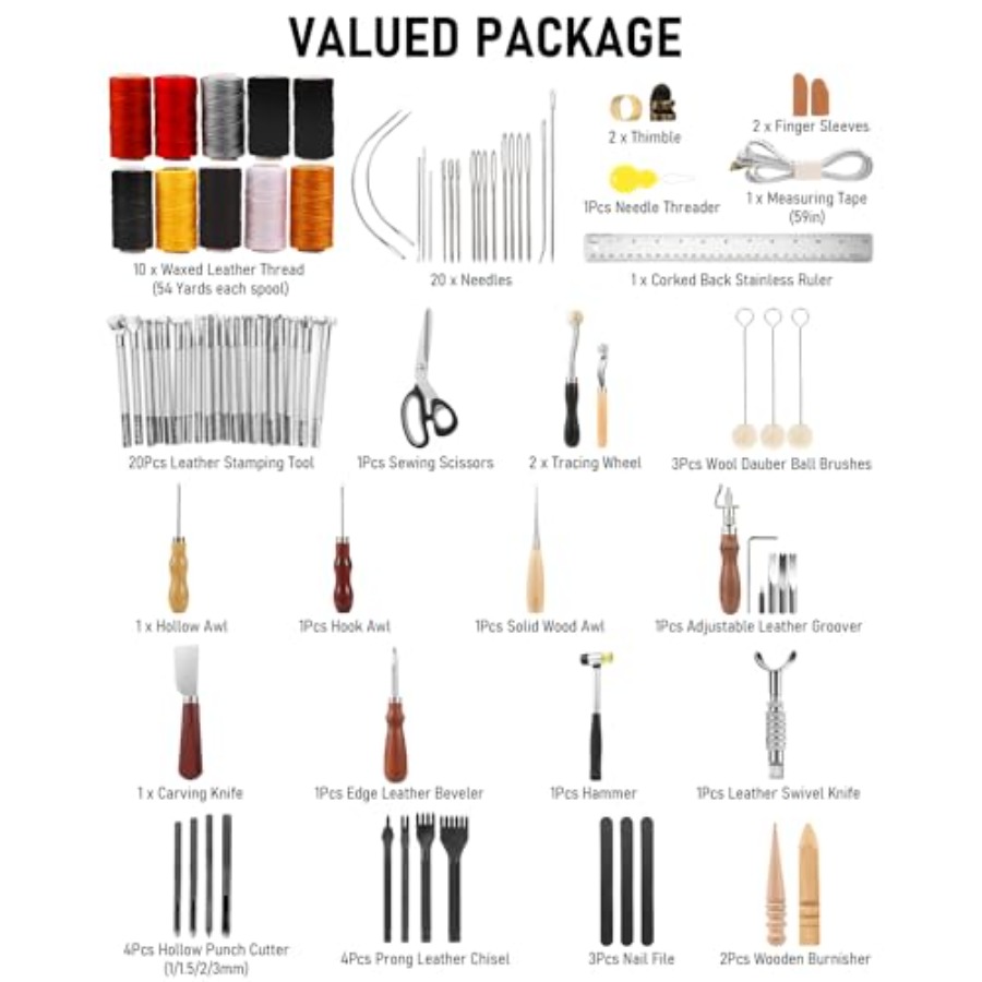 Leather Tooling Kit Leather Wo - Leatherwork Beginner Tools review and price