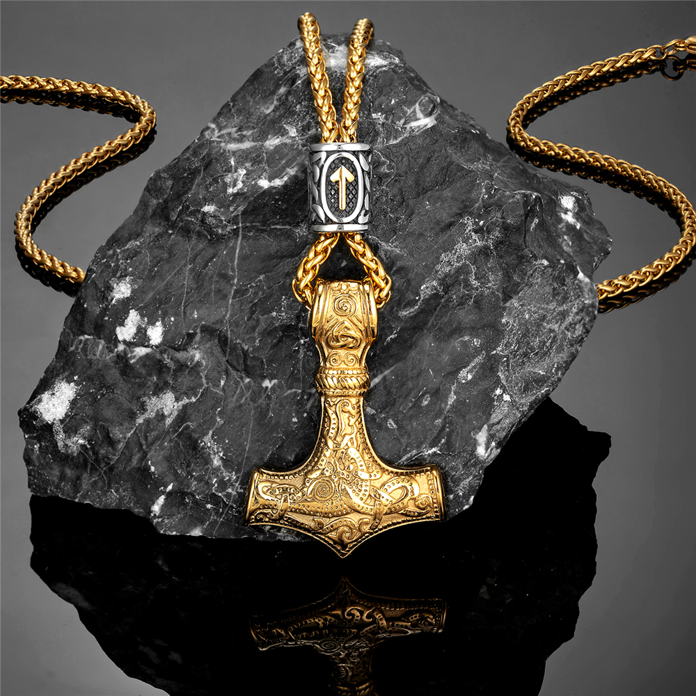 Gold Plated Norse Runes Beads  - Leatherwork Hammer review and price