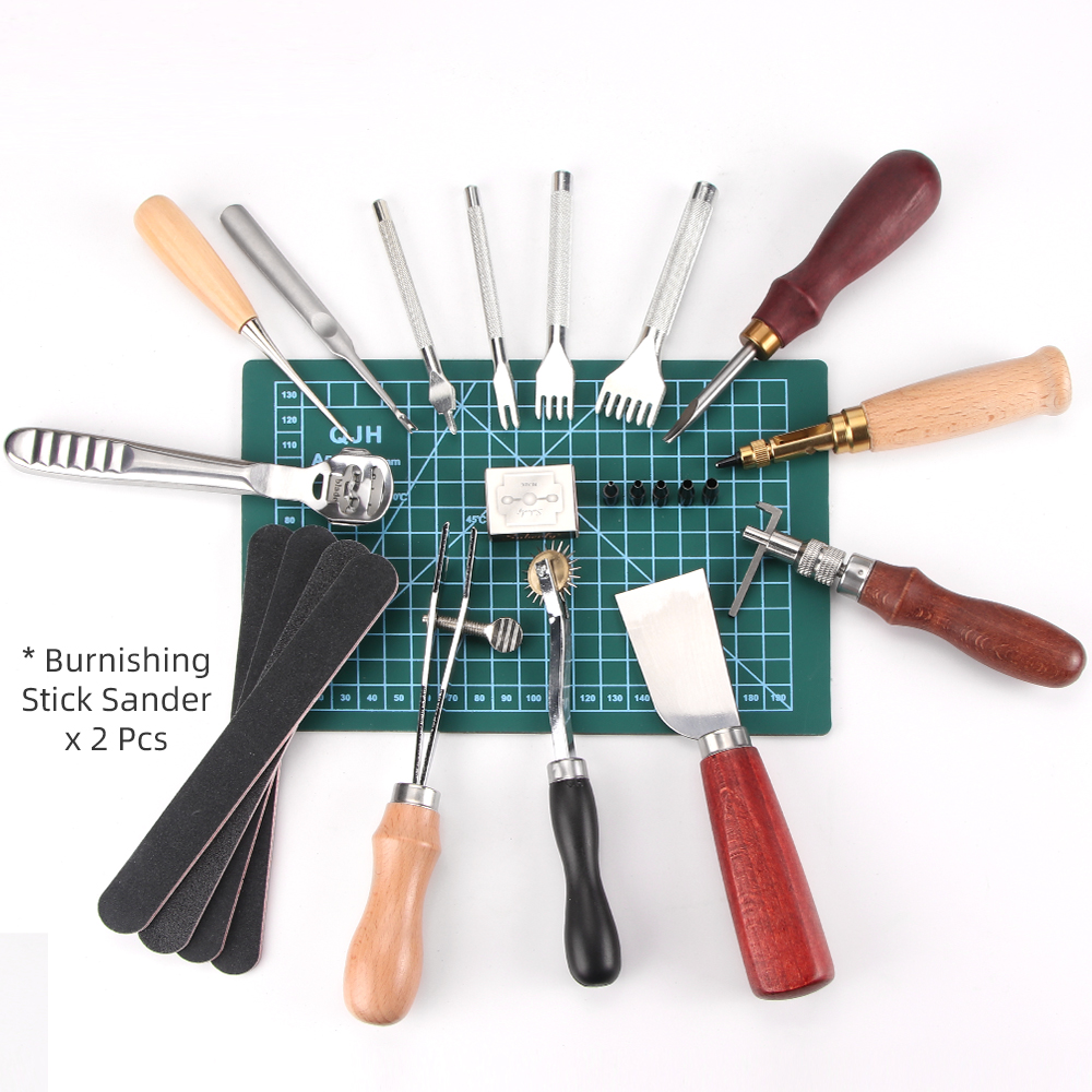 QJH 15 Piece Leather Craft Too - Leatherwork Beginner Tools review and price