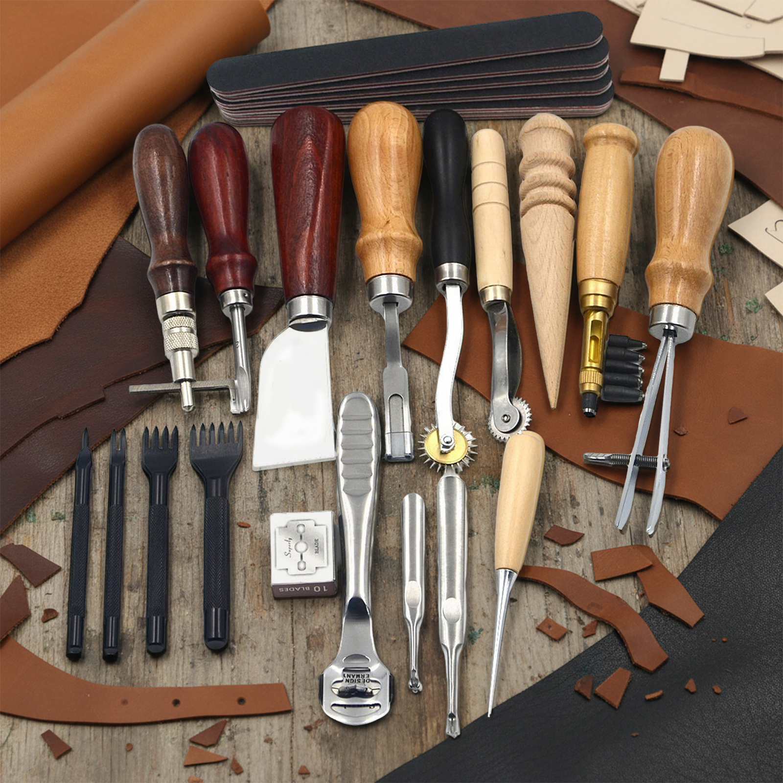Leather Tools, 19 Pcs Leather  - Leatherwork Beginner Tools review and price