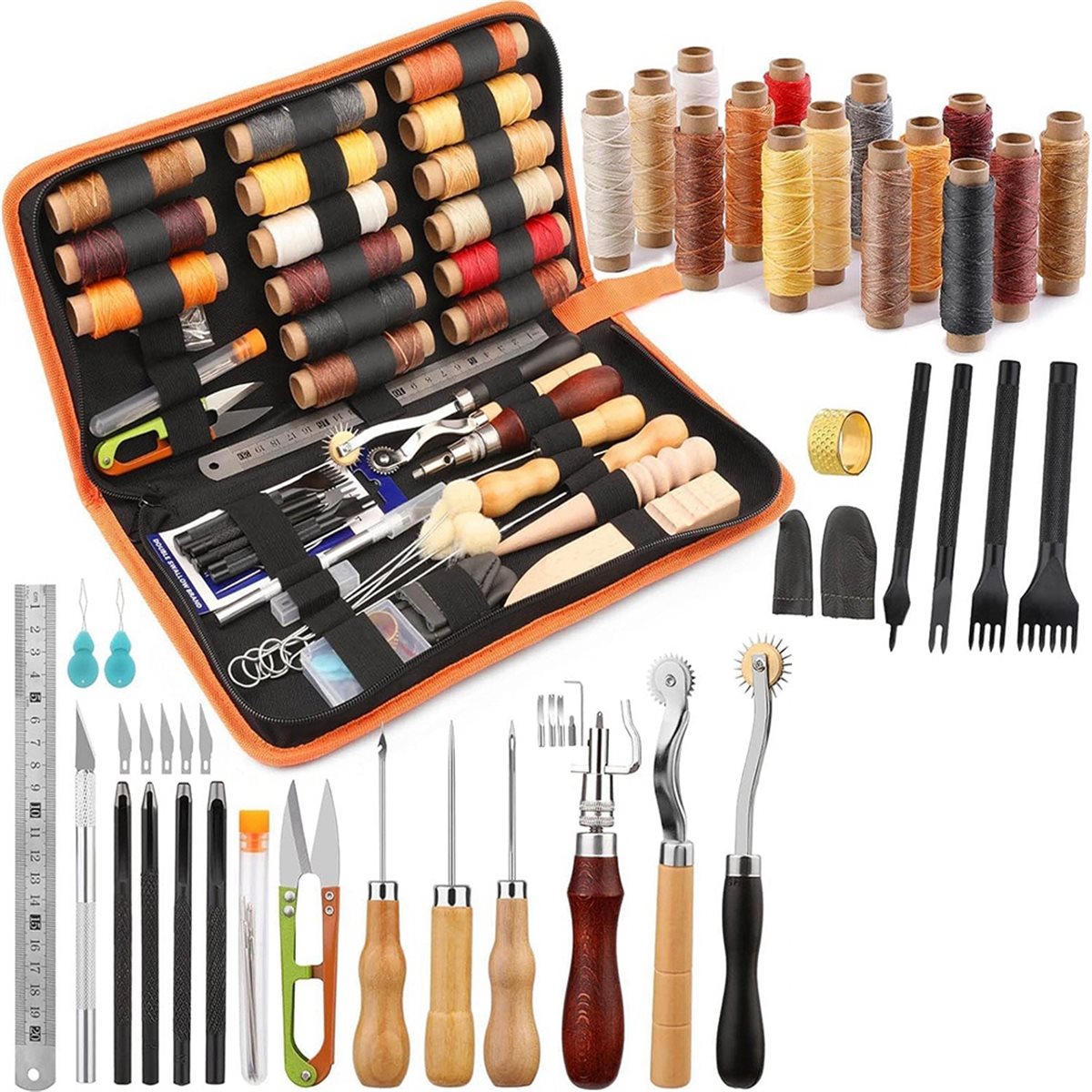66Pcs Leather Working Tools Ki - Leatherwork Beginner Tools review and price