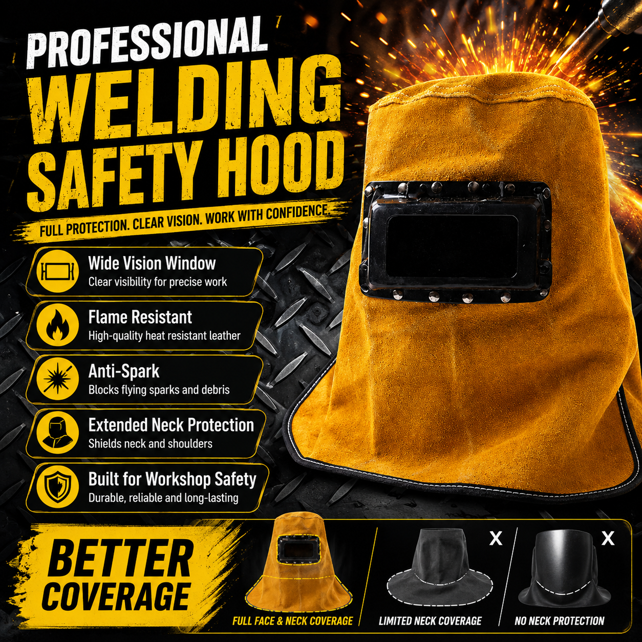 Leather Welding Helmet Mask wi - Leather Work Hat review and price