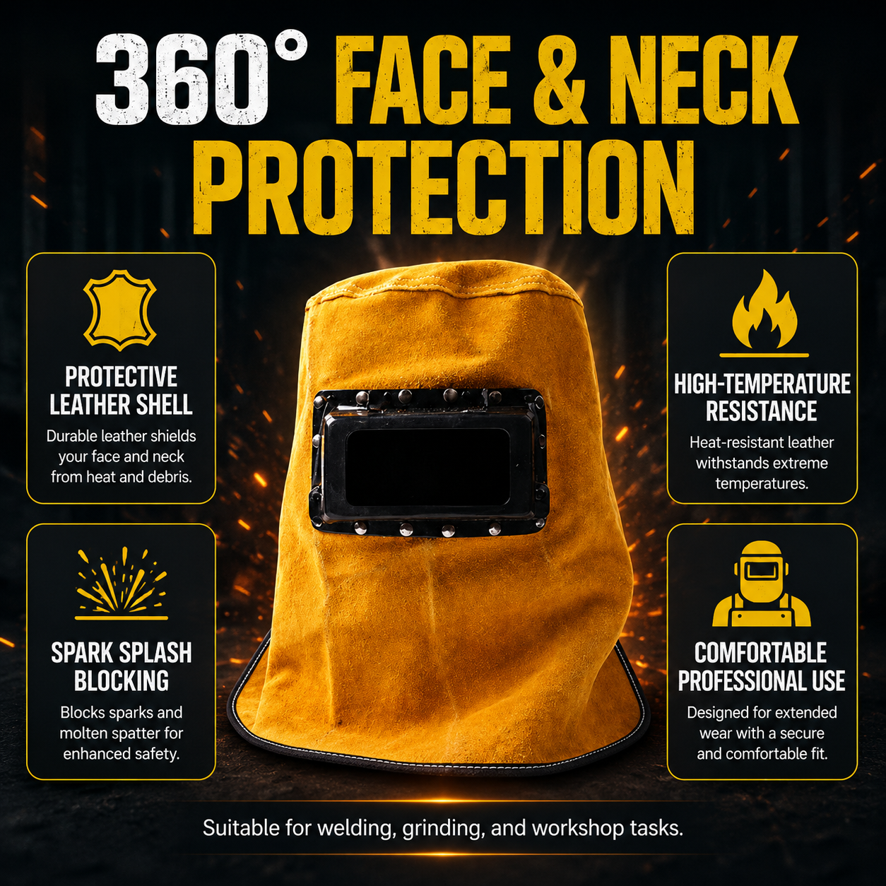 Leather Welding Helmet Mask wi - Leather Work Hat review and price