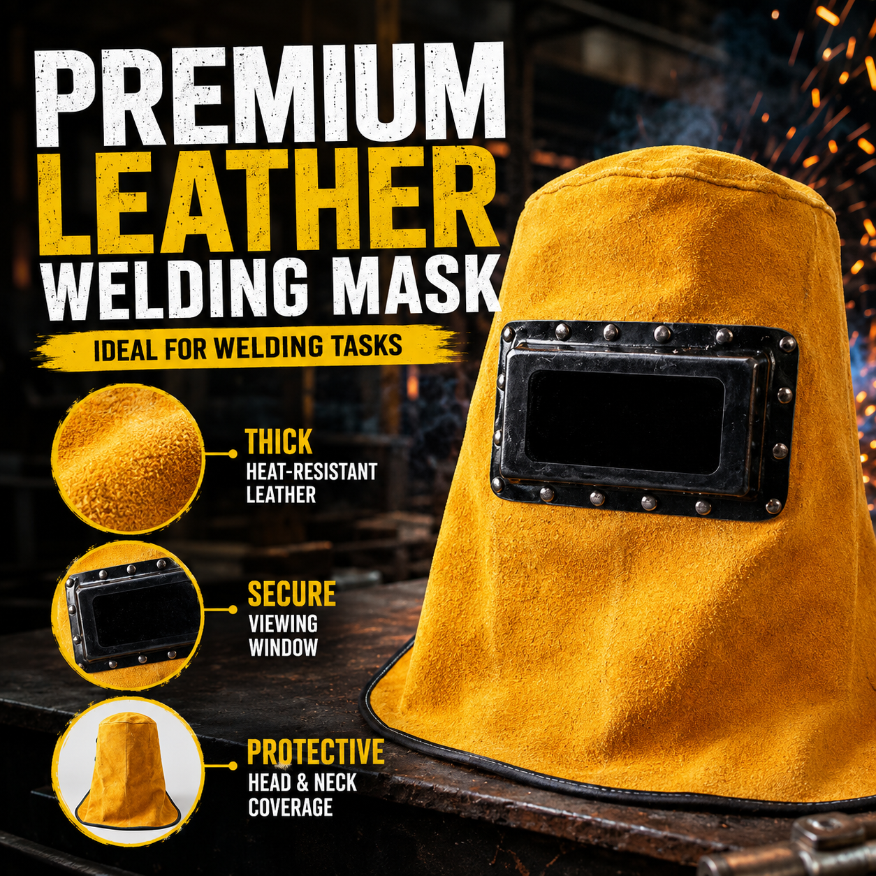 Leather Welding Helmet Mask wi - Leather Work Hat review and price
