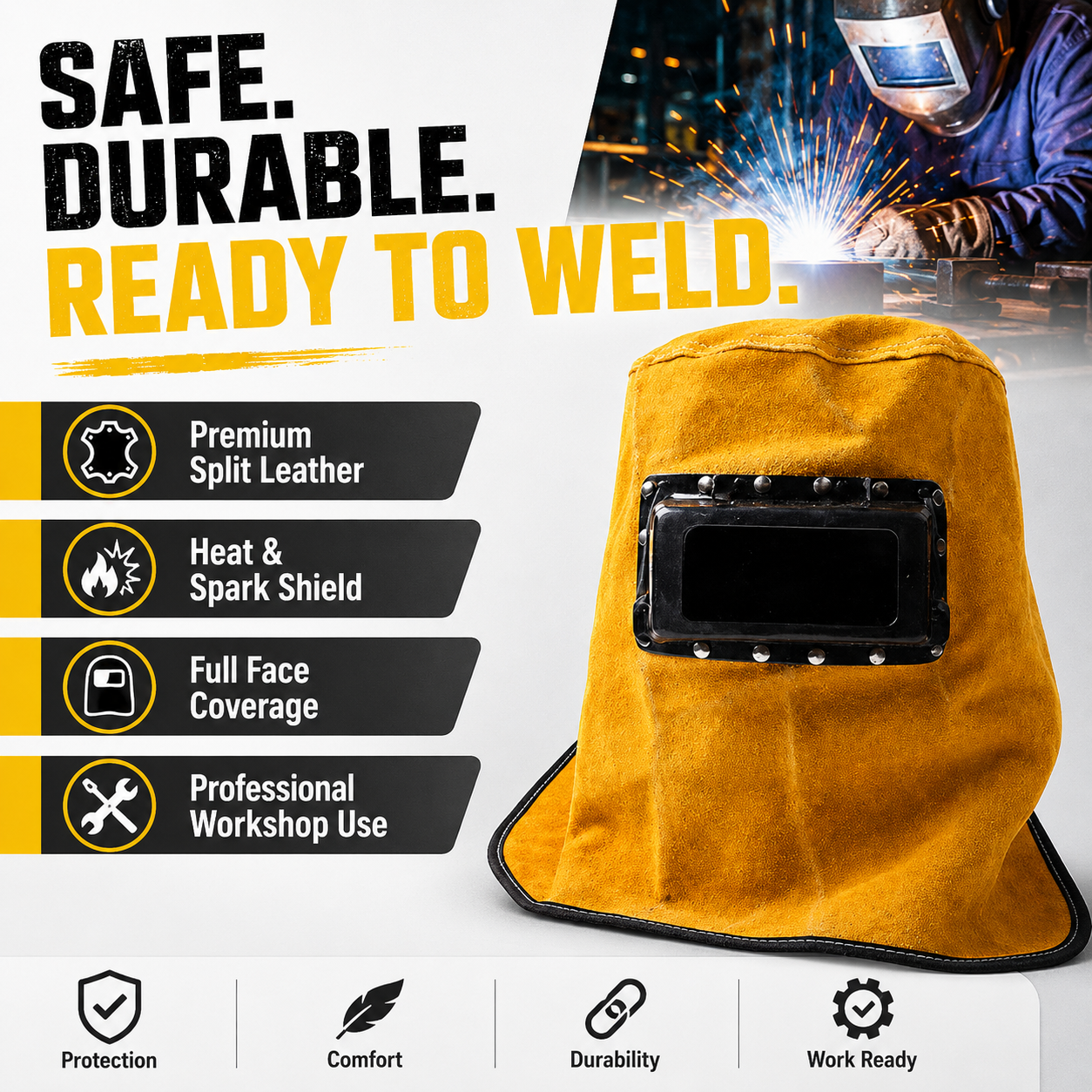 Leather Welding Helmet Mask wi - Leather Work Hat review and price